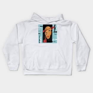 Lady traveling on space Kids Hoodie